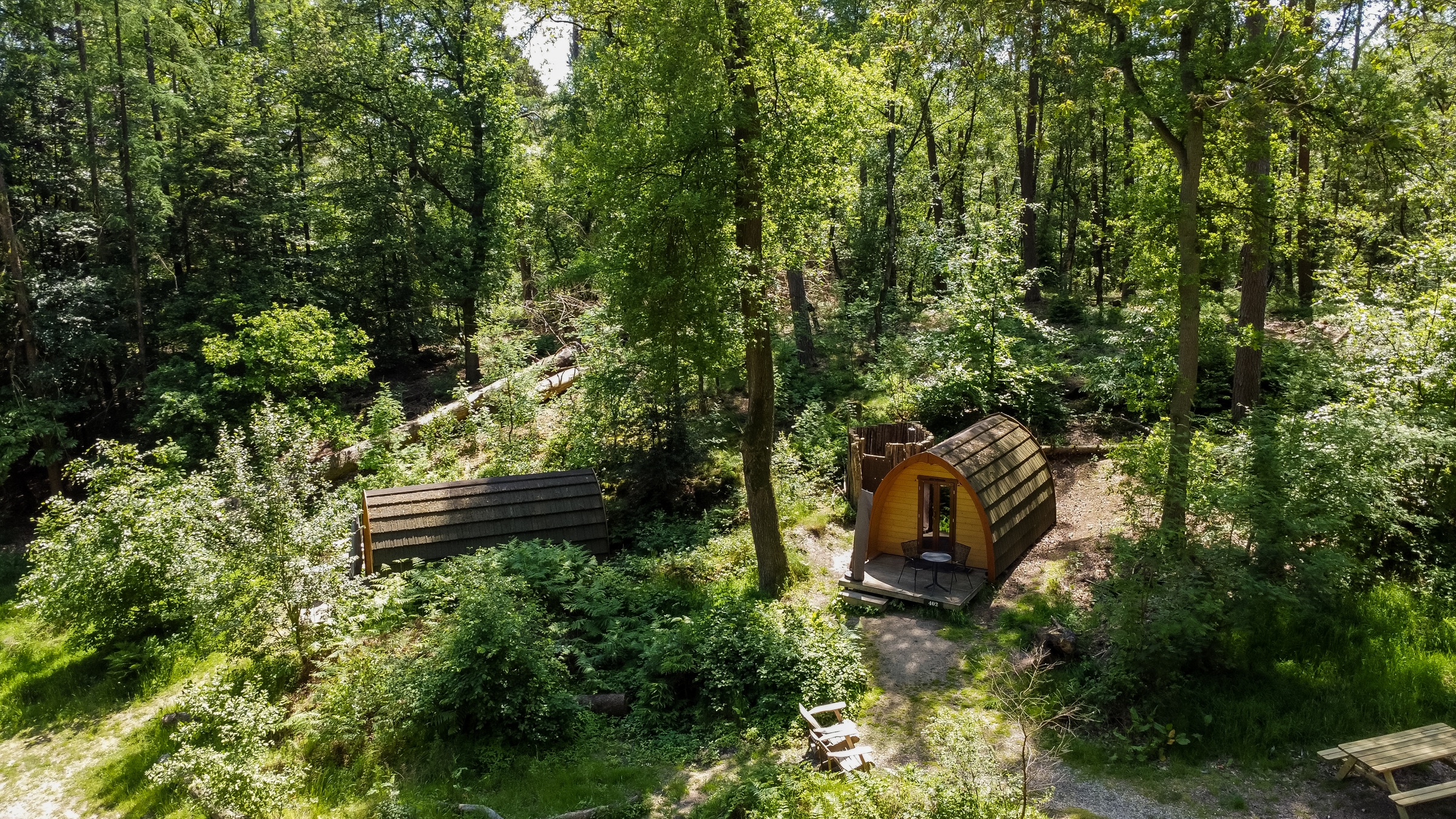 Bush Pod met buiten douche op Buitenplaats Beekhuizen